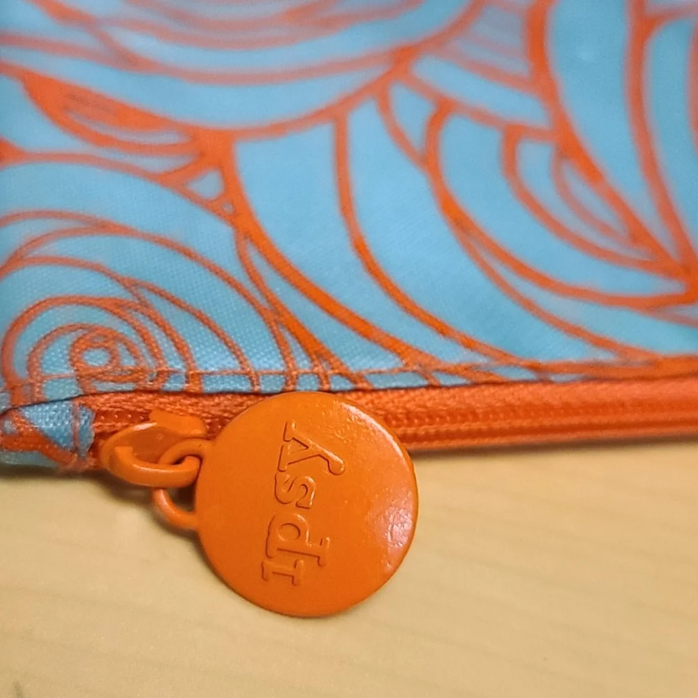 Ipsy Blue and Pink Roses Makeup Bag